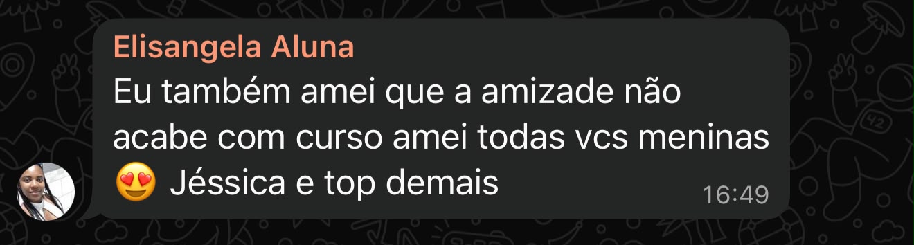 Recomendação e agradecimento de aluno sobre o suporte pedagógico